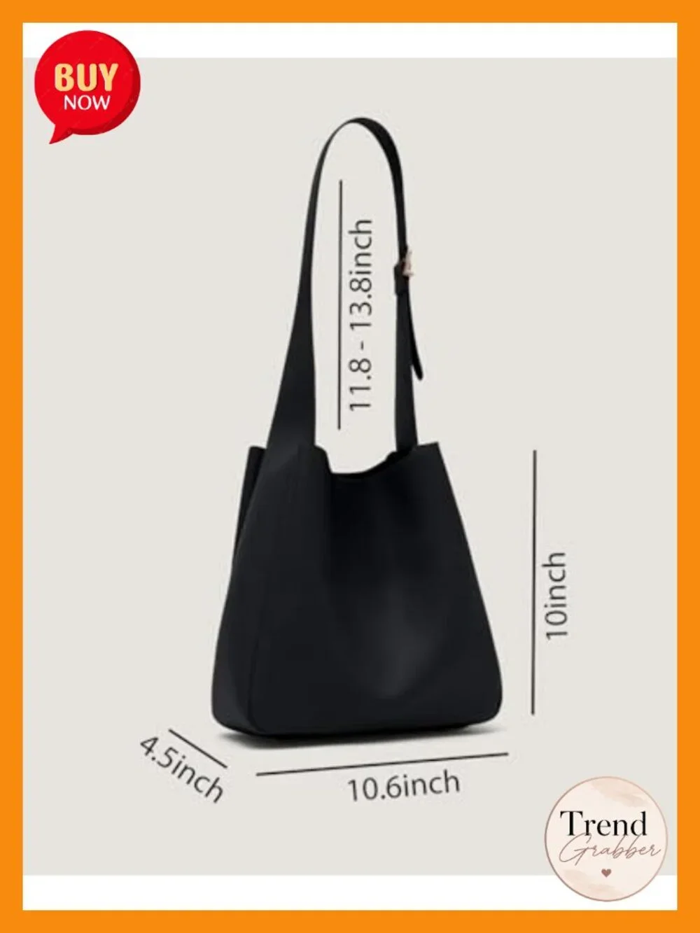 Slouchy Hobo Tote Bag - Vegan PU Leather Shoulder Purse - Medium
